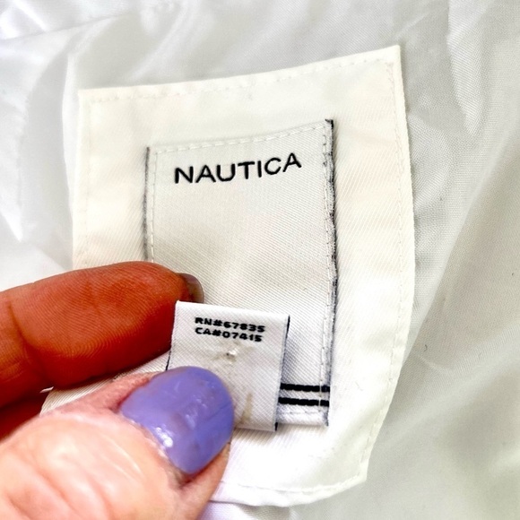 Nautica White Size Large Raincoat Windbreaker Jacket Long Sleeve Hood - Picture 12 of 13